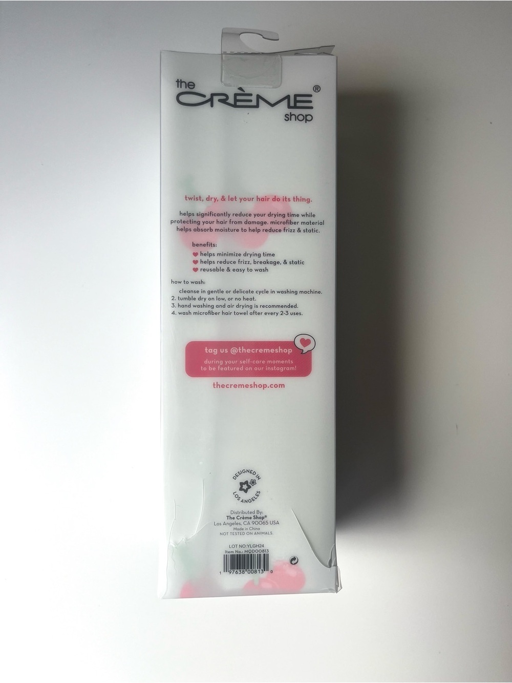 The Crème Shop Quick Dry Microfiber Hair Towel Wrap, Cherry Pattern - Picture 5 of 5
